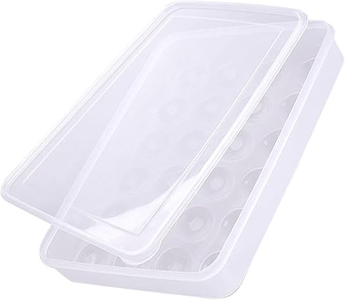 Miniatura 1 de Contenedor de huevos para refrigerador con 24 compartimentos, mantiene la comida fresca y sabrosa, caja de huevos de plástico multifuncional para