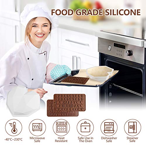 image for phixilin Silicone Mold for Chocolate - Diamond Heart Mousse Cake Mold 