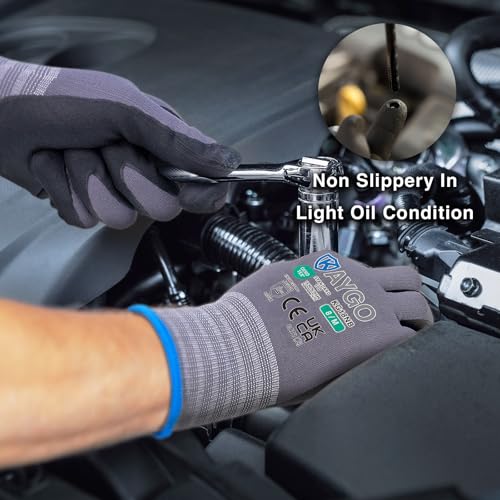 KAYGO Safety Work Gloves MicroFoam Nitrile Coated 3 works, KG18N - Image 3