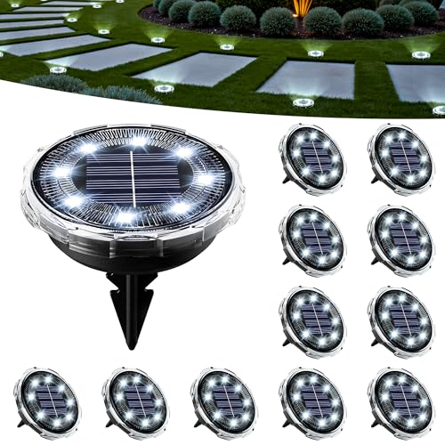 SOLPEX Solar Ground Lights 12 Pack, Solar Pathway Lights Outdoor