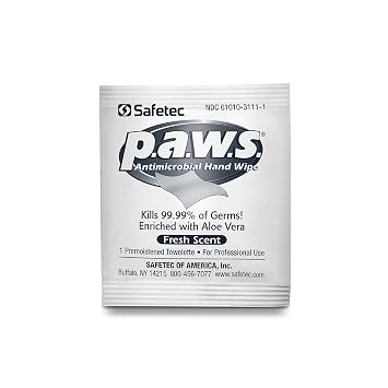 Safetec PAWS Antimicrobial Towelette 6 Boxes (100 Each)