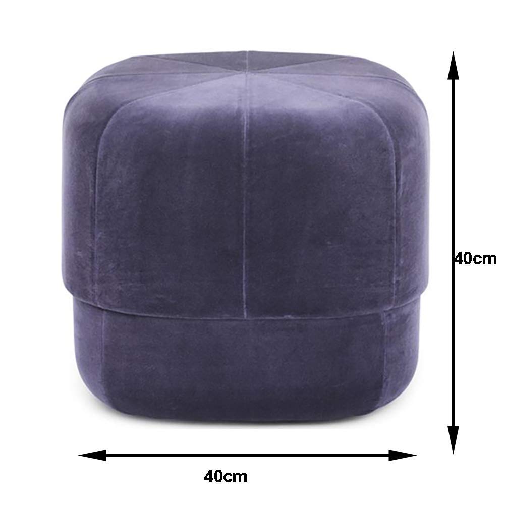 Runder Ottoman-Fußhocker, Fußhocker Pouf Gepolsterter Fußpouf - Niedriger Pouf Sofahocker - Samtsitz für Wohnzimmer(Rot-A