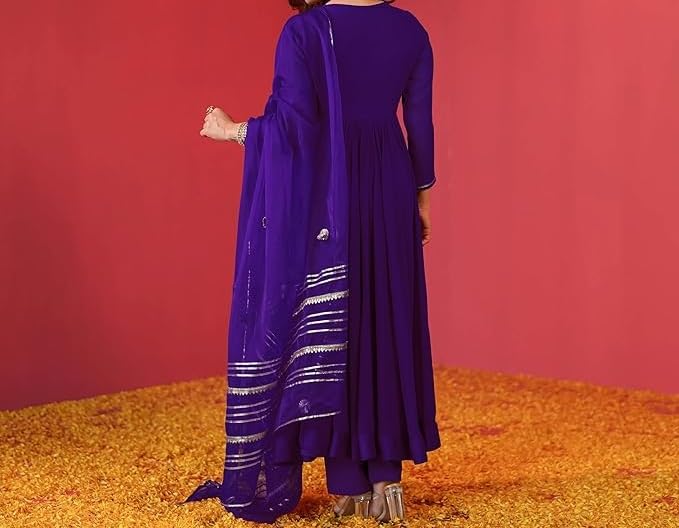 KULIA Komplet damski Anarkali z tradycyjnymi kurtami Dupatta w stylu etnicznym