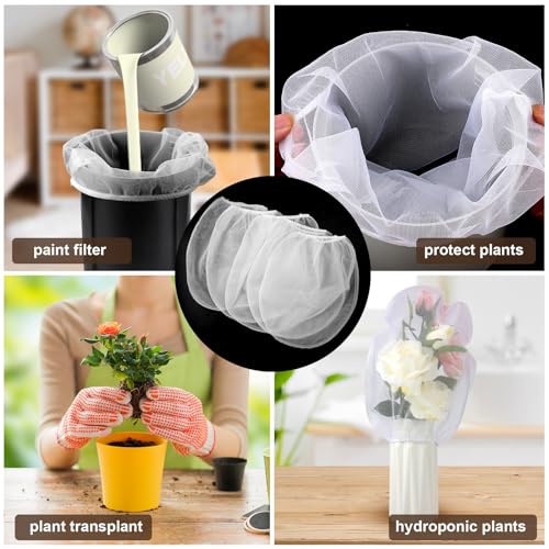 5 Stück Farbsiebbeutel 5 Gallonen, Weiß Feinmaschig Farbfilterbeutel Elastische Öffnung Eimer-Filterbeutel für Hydrokultur Malerei Gartenarbeit