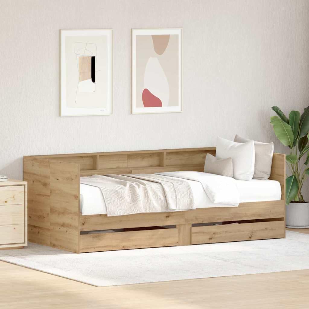 vidaXL Tagesbett mit Regal Artisan-Eiche 100 x 200 cm Holzwerkstoff
