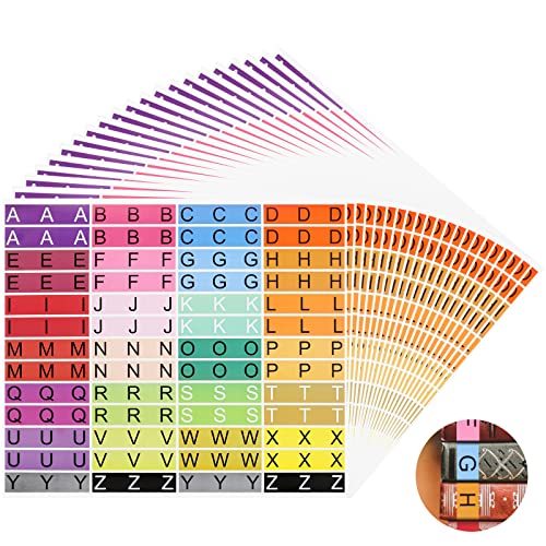 20 Sheets Alphabet Book Spine Labels File Folder Labels File Labels Alphabet Letters Teacher Supplies Stickers for Classroom Book Organization(Mixed Colors)