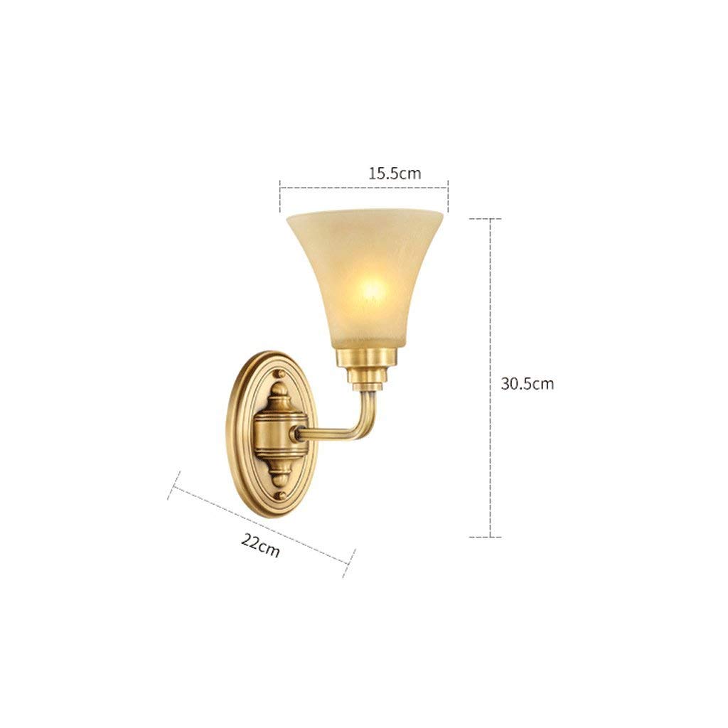 Pełna miedź sypialnia lampka nocna salon pojedyncza głowica przejście lampa ścienna E27 * 1/39 * 30,5 cm (15,5 * 30 cm)