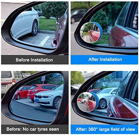 Aumo-mate 1 Pair New Driver Side Wide Angle 3-inch Round Convex Car Vehicle Blind Spot Mirror Rear-View Under Mirror for All Cars, SUV, Trucks, and Motorcycle