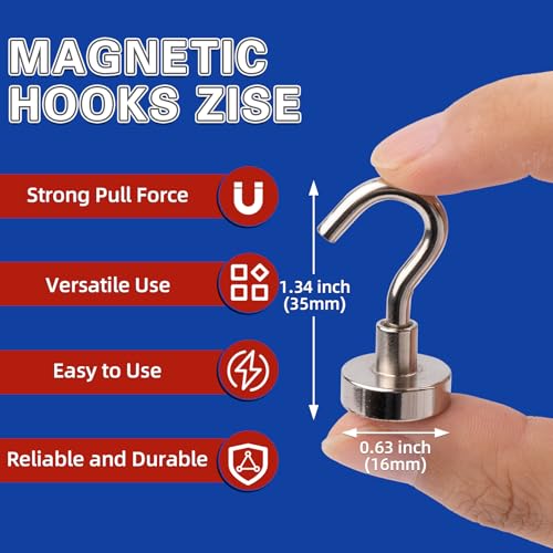 Image of 20 Pack Magnetic Hooks, 30lbs Magnet Hooks for Cruise Cabins