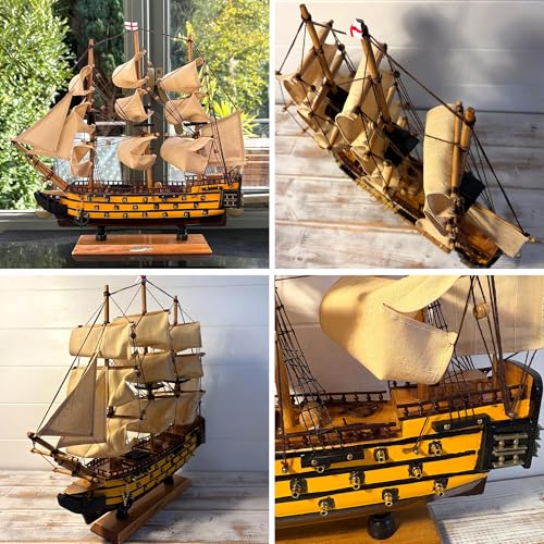 Wooden HMS Victory detailed model | Sailing gift | Wooden ships | Model battle ships | Sturdy construction | Cotton sails and rigging | 42cm (L) x 41cm (H) - Image 6