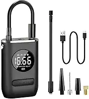 Compressor de Ar Portátil Recarregável 150 PSI com Bateria Dupla 2000mAh*2, Display Digital LED, Luz de Emergência e 4 Modos de Inflação para Carro, Moto, Bicicleta e Infláveis