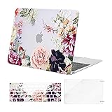 MOSISO Compatible with MacBook 12 inch Case with Retina Display (Model A1534, Release 2017 2016 2015), Plastic Rose Leaves Hard Shell Case & Keyboard Cover & Screen Protector, Transparent