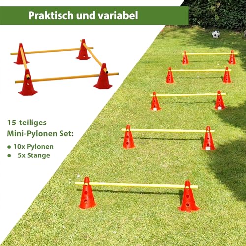 TRUTZHOLM Steckhürdenset 15- teilig 23 cm höhenverstellbar Agility Set Hunde Trainingszubehör Hobby Horsing rot