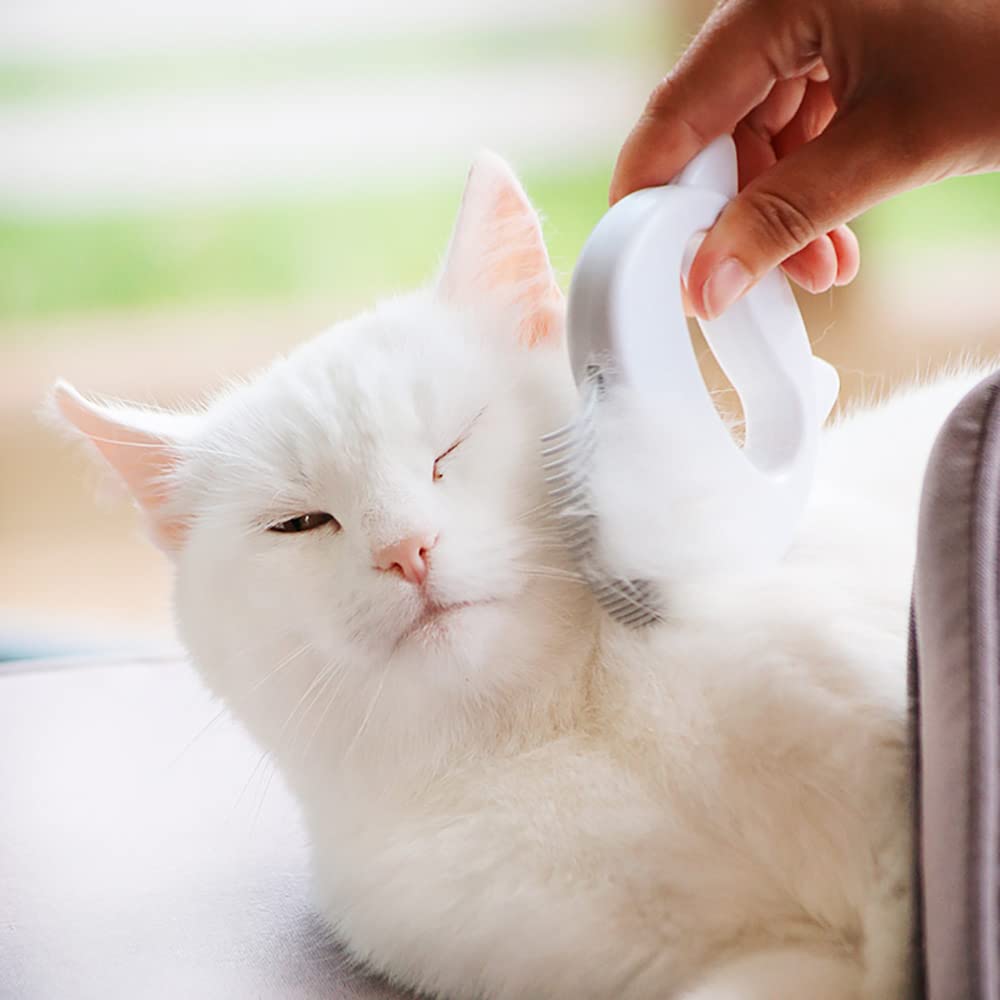 Leo's Paw Oryginalny grzebień do usuwania sierści zwierząt domowych do masowania muszli miękki pędzel do pielęgnacji i zrzucania matowe narzędzie do usuwania sierści do długich i krótkich włosów, kota, psa, szczeniaka, królika, biały
