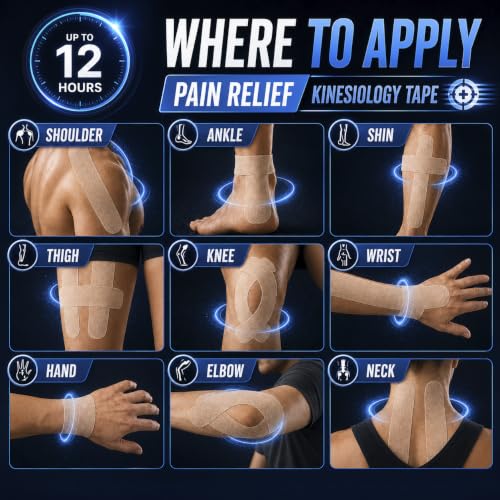 Image of AI Tape Numbing + Pain Relief - 4% Lidocaine Kinesiology Tape Precut Strips | Elastic Sports Muscle Tape for Back, Shoulder, Knee & Recovery