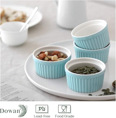 Miniatura 65 de DOWAN - Cazuelita de porcelana, para servir o para soufflé, Creme Brulee, de estilo clásico para hornear, juego de 6 Blanco