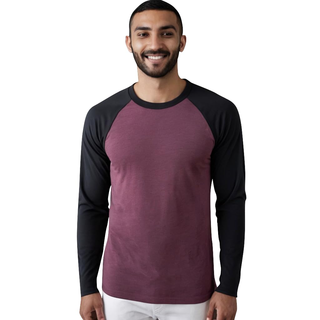 Demucy Mens T-Shirts Baseball Vintage Fashionable Lightweight Casual Cotton Crew Neck Slim Fit with Raglan Long Sleeves