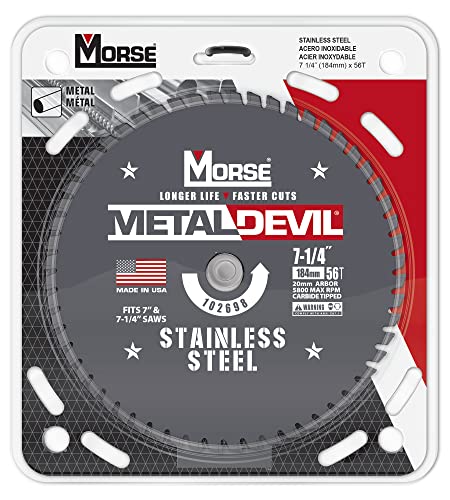Morse Metal Devil Csm7255620Fssc, Circular Saw Blade, Carbide Tipped, Stainless Steel Cutting, 7-1/4 Inch, 1 Pack #TOP1