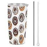 RAMINTSE Insulated Tumblers 20oz Birthday Gifts for Men Dad Funny Stainless Steel Coffee Mug for Daughter Kids Thanksgiving Day Valentines Day (Chocolate Donuts)