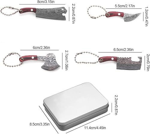Miniatura 7 de Mini Knife Set,Tiny Knife Set with Sheath,Mini Pocket Knives Keychain for Knife Collectors Gifts and Package Opener Box Cutter (6)