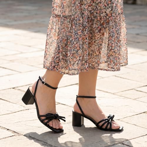 ChicSteps Women's Bow Knot Block Heel Sandals,Square Toe Heeled Sandals with Adjustable Ankle Strap,Chunky Heels for Dressy Casual Wedding Party by ChicSteps - Used condition - Image 2