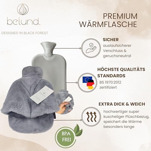 Belund Premium Fußwärmer Wärmflasche in Hellgrau