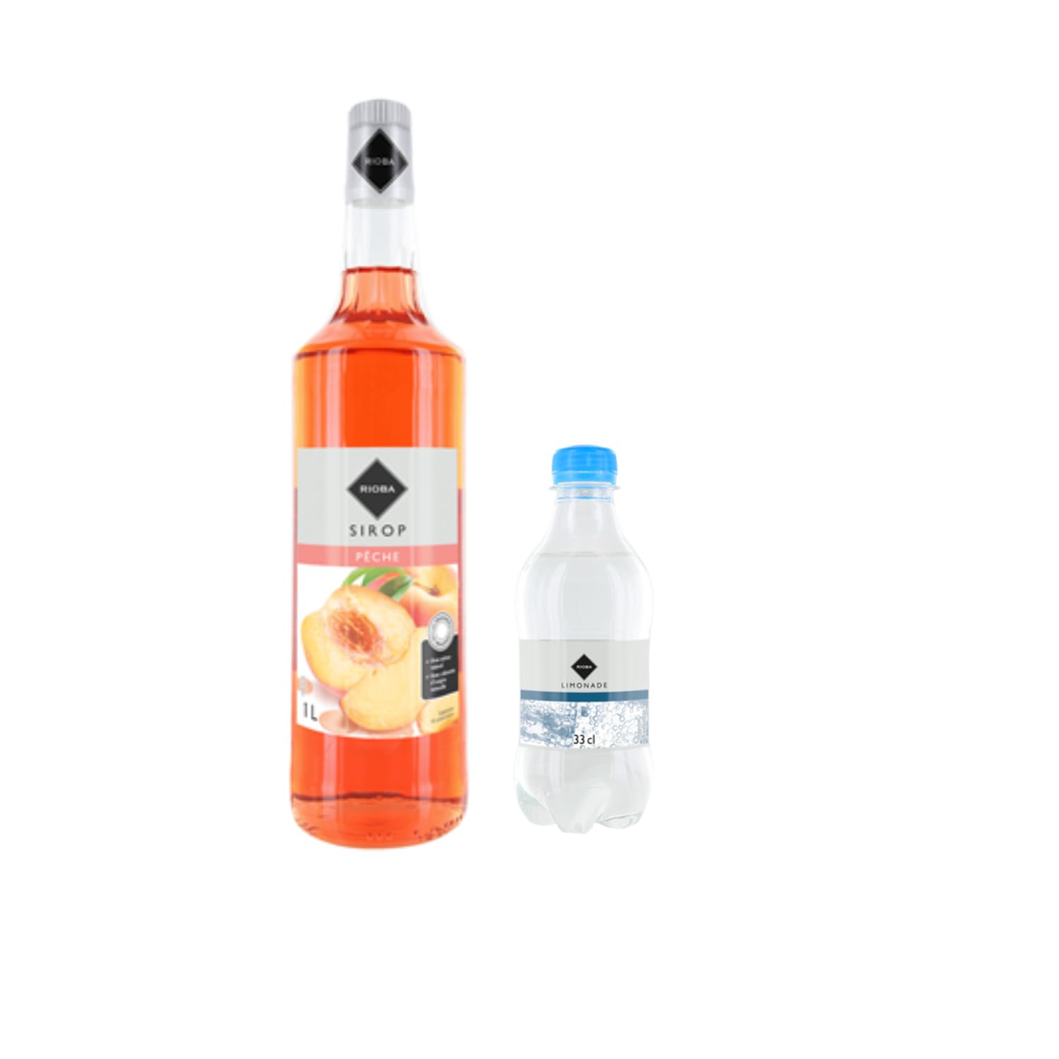 Lot Sirope Gilbert & Limonada:Sirope Gilbert Melocotón 1L - Limonada Gilbert (12x33cl)
