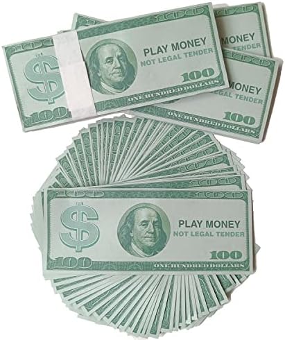 JIAQUAN Play Money - 100 Pieces Prop Money Play Money Set Money and Banking Play Toys Spray Money Gun Music Videos Halloween Birthday Party Graduation Ceremony Bachelor Party Gifts (Green)