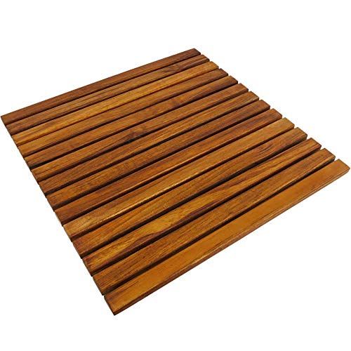 PrimeMatik - Tarima para Ducha y baño Cuadrada 50 x 50 cm de Madera de Teca certificada