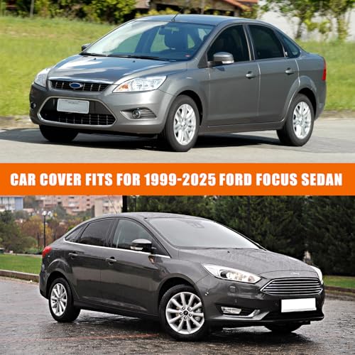 Image of Waterproof Car Covers Replace for 1999-2025 Ford Focus Sedan, 6 Layers All Weather Custom-fit Car Cover with Zipper Door & Windproof Bands for Snow Rain Dust Hail Protection (Sedan)