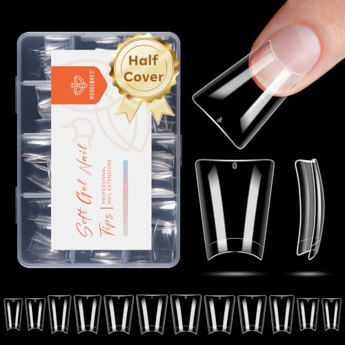 Image of Modelones Duck Nail Tips Short Flare Pre-shape Half Cover Soft Gel Wide Kit