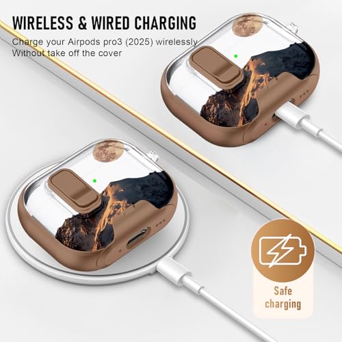 Image of Compatible Airpods Pro 3 Case (2025) with Phone Stand & Cleaner Kit,Cute Soft Silicone Lock Clip Apple AirPods Pro 3rd Generation Case, Airpod Pro 3 Cover with Keychain for Women /Girls