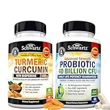 40 Billion CFU Daily Probiotic Supplement (1 Month Supply) Plus Turmeric Curcumin with Black Pepper Extract 1500mg Complex (1 Month Supply)