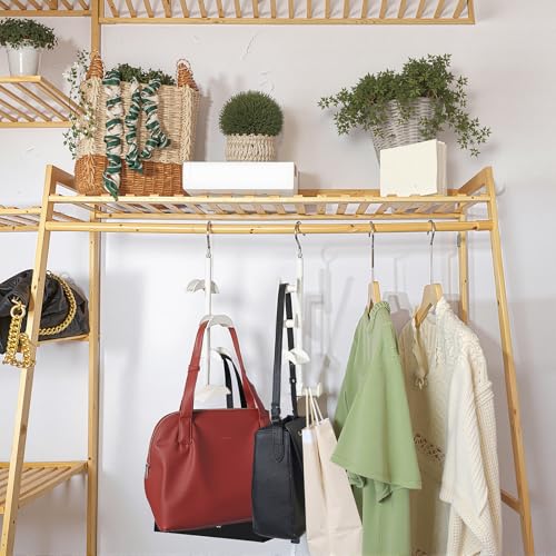 Purse Hanger Organizer for Closet 2Pack, Hanging Bag Holder, with 4 Hooks, Hanging Organizer for Handbag Keeping Purses, Storage Hook Backpack Rack Space Saving Hanger