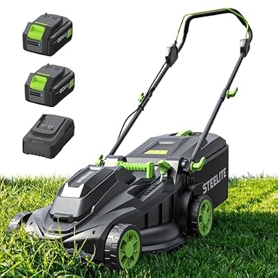 STEELITE 40V 17" Cordless Electric Lawn Mower with Brushless Motor, 6-Position Height Adjustment, 2-in-1 Bagging Mulching, 2PCS 4.0Ah Batteries & Charger Included