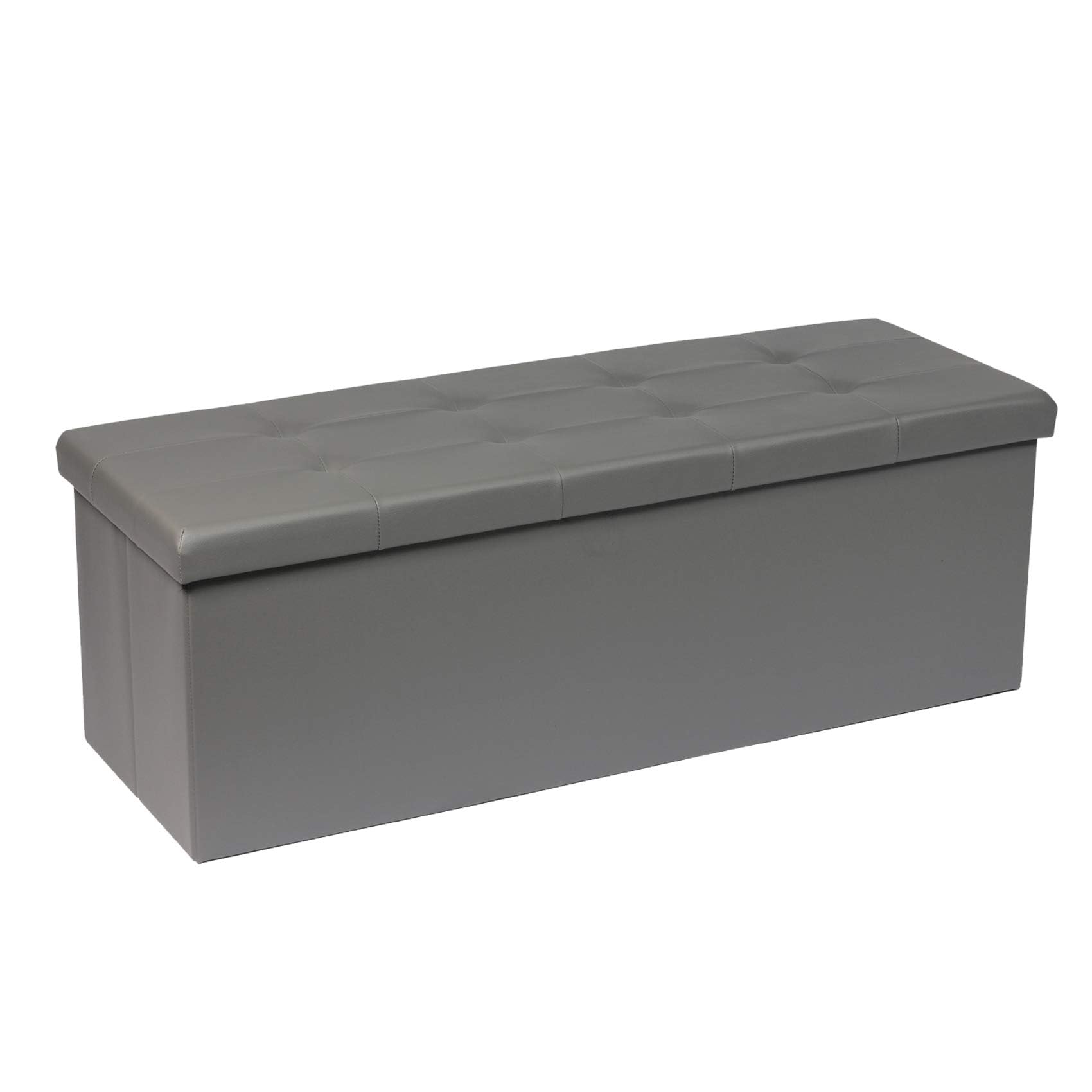 Bonlife ottoman Storage Boxes Bench Toy Box Chest Foldable Seat,End of Bed Bench,Faux Leather Foot Stool for Bedroom110x38x38cm(Light Grey) — image 1