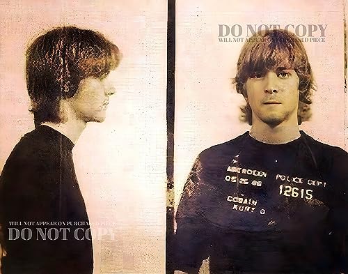 Kurt Cobain Mugshot Photo 28x35 cm pour Déco Salon Vintage