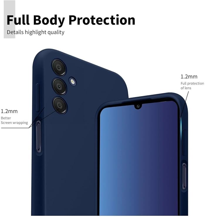 CONSTRAIN Camera Protected Shock Absorbing Silicone Case with Velvet Inner Surface Compatible with Samsung Galaxy A55 – Navy Blue