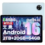 DOOGEE Tab A9+ Android 16 Tablet 11 Pulgadas, Tablet Baratas y Buenas 8580mAh, Tableta Infantil 20GB RAM+ 64GB ROM (TF 2TB), Cámara Principal 13MP, FM/Face ID/WidevineL1/OTG/GPS/Jack 3.5mm, Azul