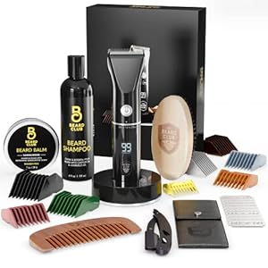The Beard Club Mens Grooming Kit & PT45 Beard Trimmer for Men – Professional Cordless Electric Beard Hair & Moustache Trimmer, Straight Razor, Beard Shampoo, Balm, Beard Brush & Comb – Beard Kit Gift