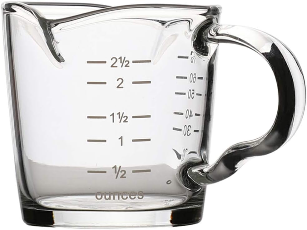 Glass Measuring Cup, Espresso Measuring Cups Glass Two- Mouth Measuring Cup Angled Measuring Cup Glass for Coffee Glass Cup Cups (Transparent)