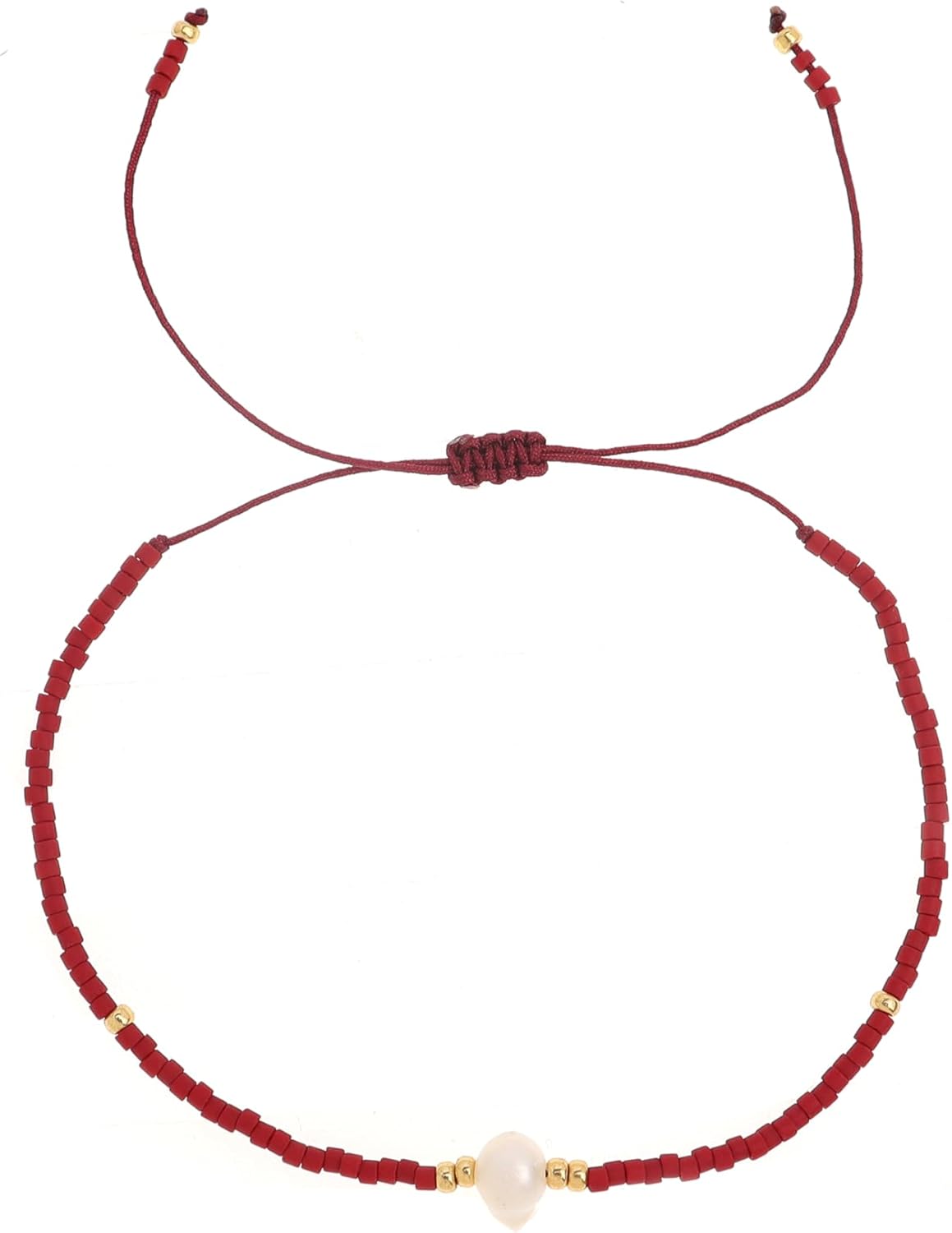 Gold Seed Beaded Pearl Bracelets for Women, Cute Boho Handmade Adjustable Strand Summer Beach Jewelry Gift.