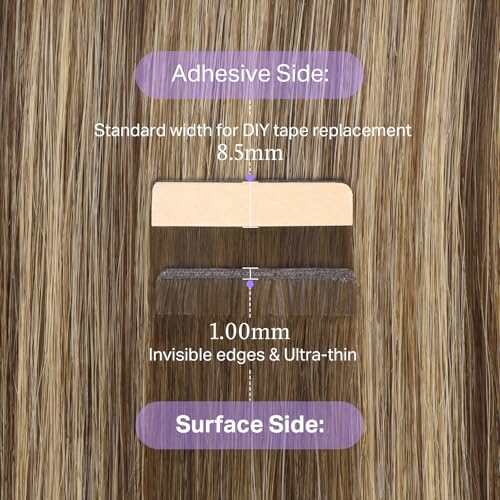 Image of DOORES Genius Tape in Hair Extensions Human Hair, 20 Inch 50g 20PCS