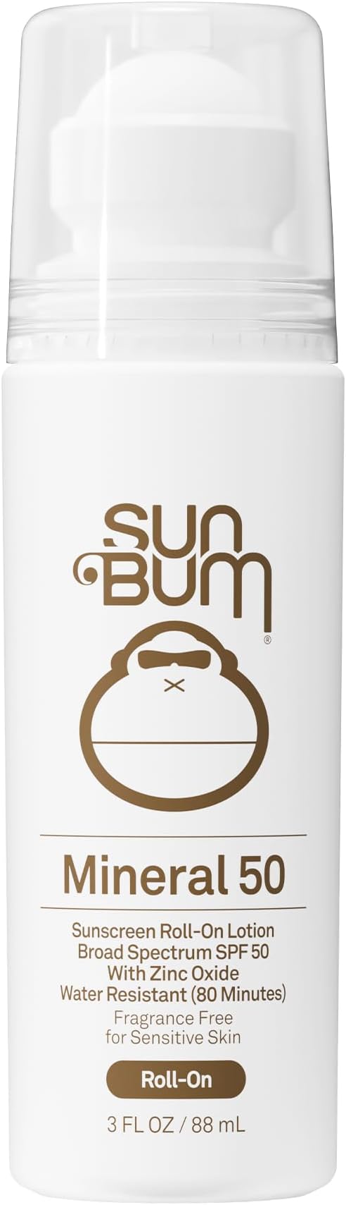 Sun Bum Mineral SPF 50 Sunscreen Roll-On Lotion Vegan and Reef Friendly Octinoxate & Oxybenzone Free Broad Spectrum Moisturizing UVA/UVB Easy Roller Ball Sunscreen Lotion with Zinc and Vitamin E 3 oz