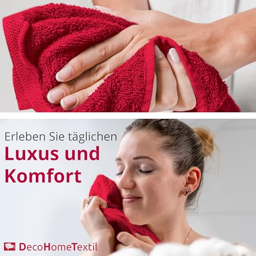 DecoHomeTextil Handtuch-Set 2 Badetücher 70 x 140 cm in Bordeauxrot aus 100% Baumwolle, hochwertig, kuschelweich und saugstark