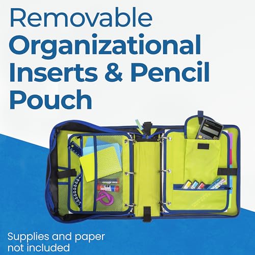 Case-it The Dual 2-in-1 Zipper Binder | Two 1.5-Inch D-Rings, 600 Sheet Capacity, Pencil Pouch & Multiple Pockets | School & Office Organizer with Shoulder Strap | Dual-101 Monster Design Red - Thumbnail 4