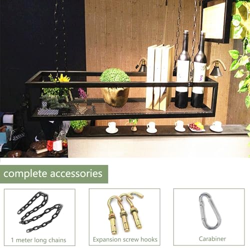 Casier à vin suspendu industriel avec chaînes décoratives 100cm - 4