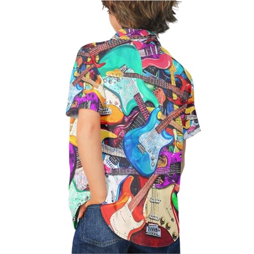 PinUp Angel Kids Lightweight Aloha Shirt for Boys Girls Breathable Summer Vacation Hawaiian Shirts Funny Unique3