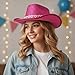 WaiHeikki Adults Glitter Western Cowgirl Hats with Rhinestones Fashionable Wide Brim Fedora Caps for Outdoor Vacation Party (Watermelon Red, ONE Size)