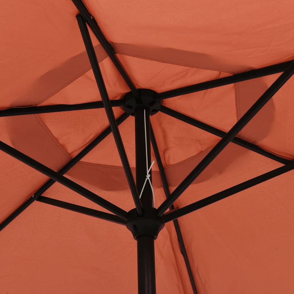 Parasol przeciwsłoneczny z metalowym słupkiem, 300 cm, terakota, ochrona przed wiatrem, rozkładana markiza boczna, ochrona przed wzrokiem, na taras, system korby i 6 żeber do ogrodu
